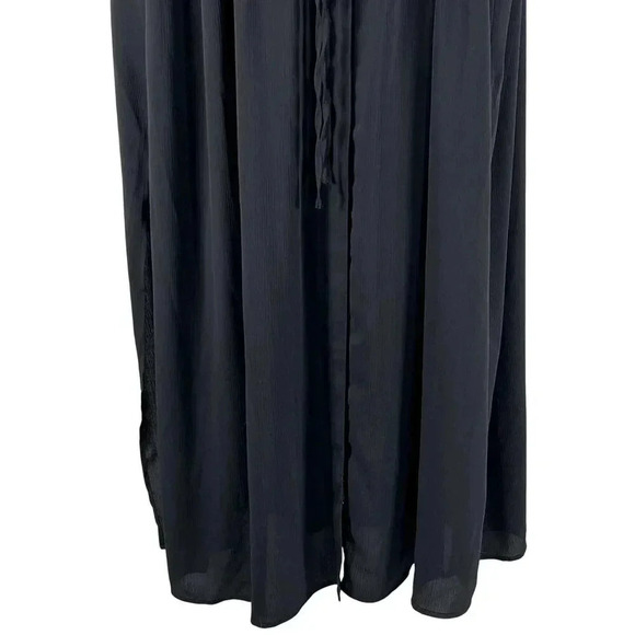 Torrid Womens 5X L Black Button-Up 3/4 Sleeve Maxi Dress Side Slits Whimsigoth - Picture 11 of 16